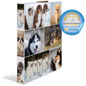 Raccoglitore ad anelli Herma A4 in cartone 2D cani
