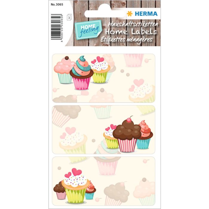 Herma DECOR Sticker Cupcakes 3 fogli 9 carta adesiva per regali e cartoline