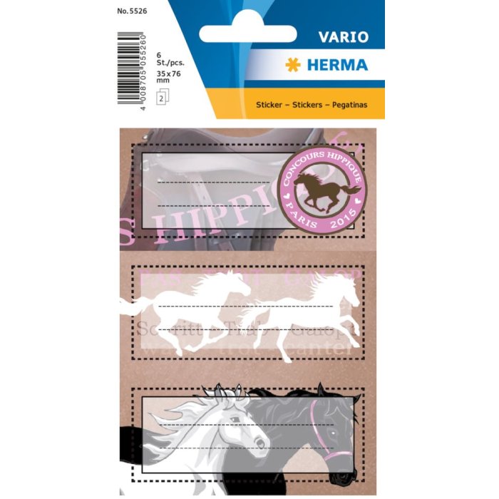 Etichette scuola Herma VARIO cavalli, glitterate
