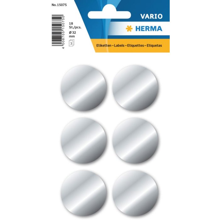 Etichette Herma DECOR argento Ø 32 mm, adesivo permanente