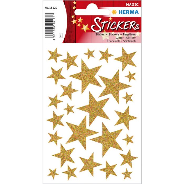 Herma stelle magiche adesive oro, glitterate