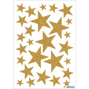 Herma stelle magiche adesive oro, glitterate