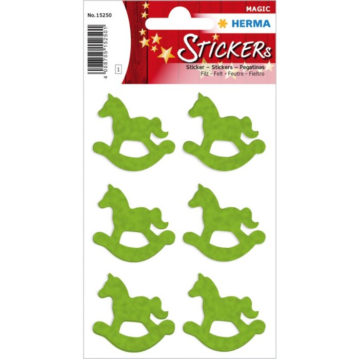 Cavallo a dondolo Herma MAGIC Sticker, feltro verde chiaro