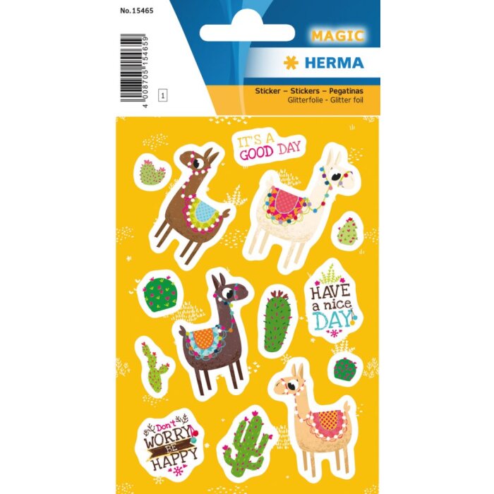 Herma adesivo magico The Llama, foglio glitterato