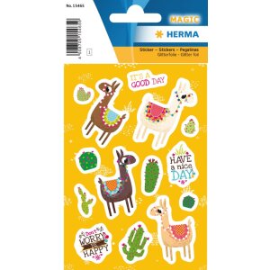 Herma adesivo magico The Llama, foglio glitterato
