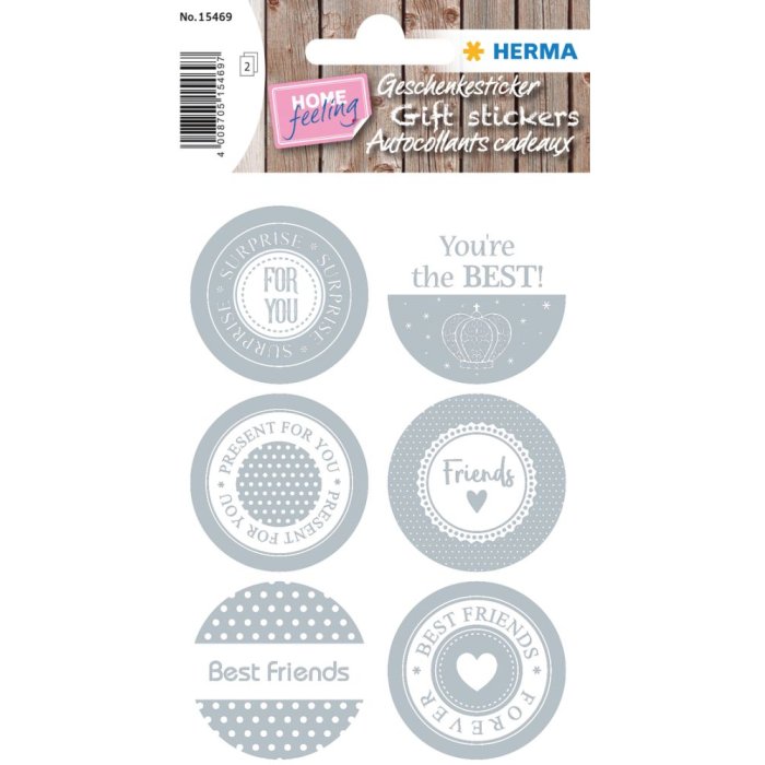 Herma HOME Sticker HOME Adesivo regalo Amici, argento in rilievo