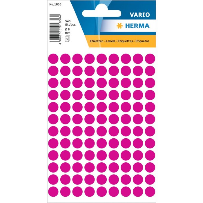VARIO Punti di marcatura Herma rosa 8 mm