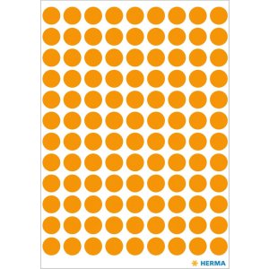 Etichette multiuso arancione Ø 8 mm carta rotonda...
