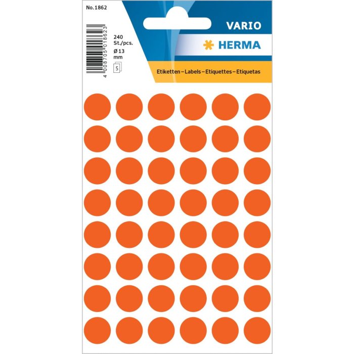 Etichette multiuso rosse Ø 12 mm carta rotonda opaca 240 pz.