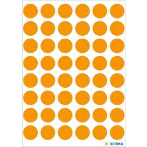 Etichette multiuso arancione Ø 12 mm carta rotonda...