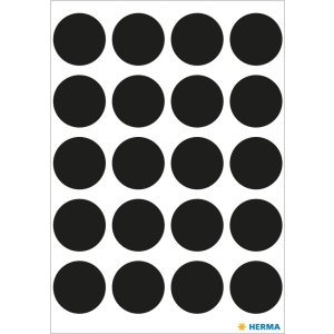 Etichette multiuso nere Ø 19 mm carta rotonda...