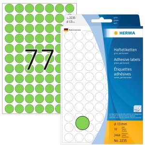 Etichette multiuso verdi Ø 13 mm carta rotonda...