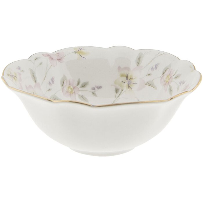 Clayre & Eef TWFBO Zuppiera Ø 15 cm Fiori in porcellana multicolore Rotonda