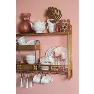 Clayre & Eef TWFBO Zuppiera Ø 15 cm Fiori in porcellana multicolore Rotonda