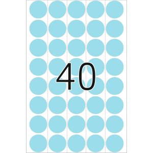Etichette multiuso blu Ø 19 mm carta rotonda opaca 1280 pz.