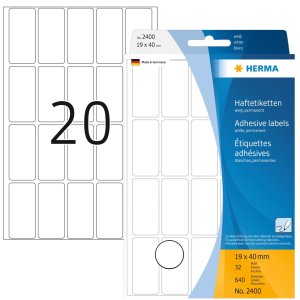 Etichette multiuso bianche 19x40 mm carta opaca 640 pz.