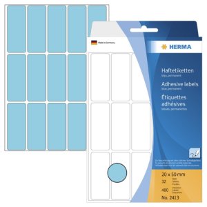 Etichette multiuso blu 20x50 mm carta opaca 480 pz.