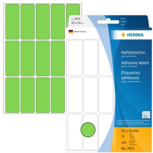 Etichette multiuso verdi 20x50 mm carta opaca 480 pz.