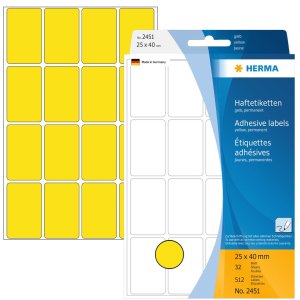 Etichette multiuso giallo 25x40 mm carta opaca 512 pz.