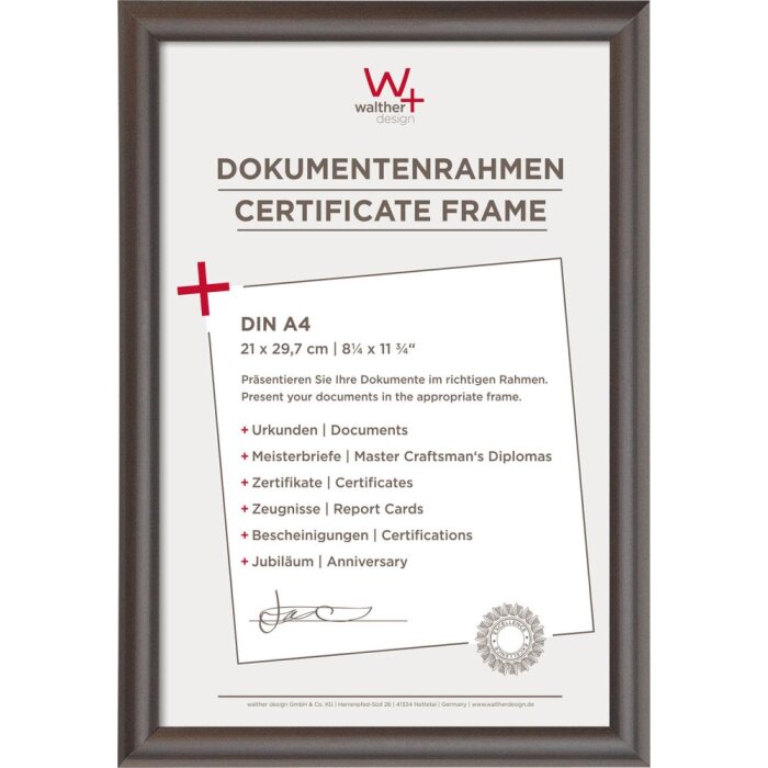 Cornice per certificati Trendstyle A4 in acciaio