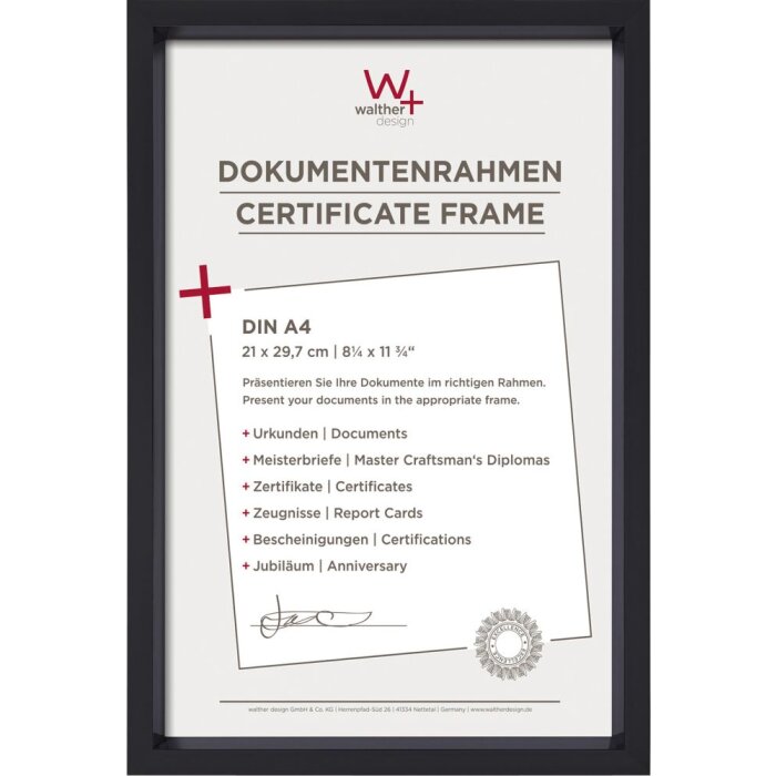 Walther cornice in plastica Steel Style 21x29,7 cm nero cornice per documenti DIN A4
