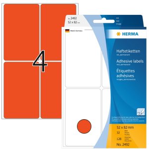 Etichette multiuso rosse 52x82 mm carta opaca 128 pz.