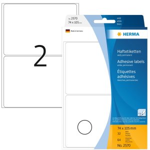 Etichette multiuso bianche 74x105 mm carta opaca 64 pz.