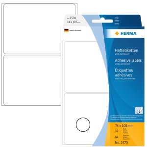 Etichette multiuso bianche 74x105 mm carta opaca 64 pz.