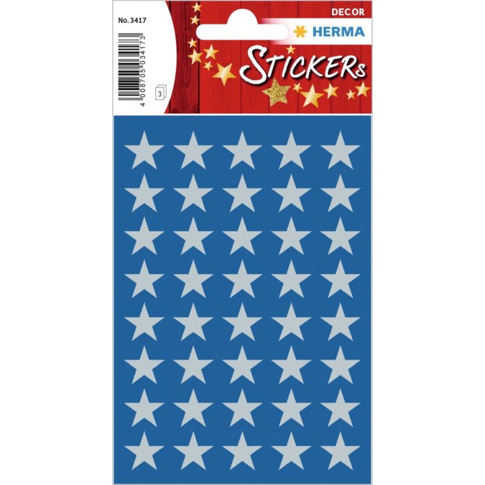 Stelle adesive a 5 punte, argento Ø 13 mm