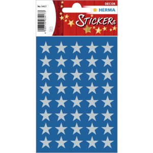 Stelle adesive a 5 punte, argento Ø 13 mm