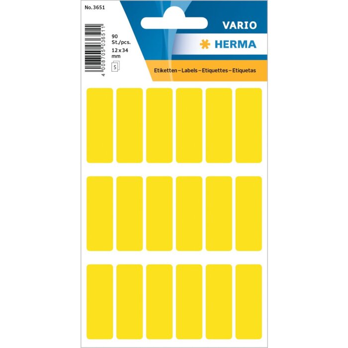 Etichette multiuso giallo 12x34 mm carta opaca 90 pz.