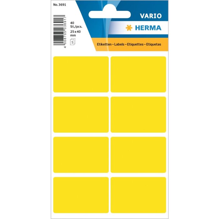 Etichette multiuso giallo 26x40 mm carta opaca 40 pz.