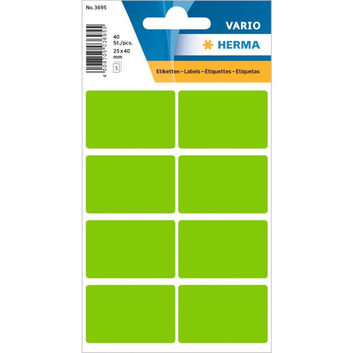 Etichette multiuso verdi 26x40 mm carta opaca 40 pz.