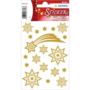 Adesivo natalizio HERMA MAGIC stelle + coda, glitterato