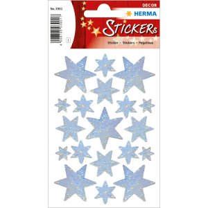 HERMA Stelle adesive natalizie argento Holo