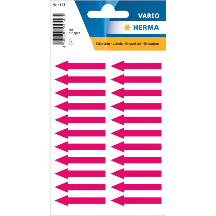 Etichette informative frecce rosso vivo 38x7 mm 88 pz.