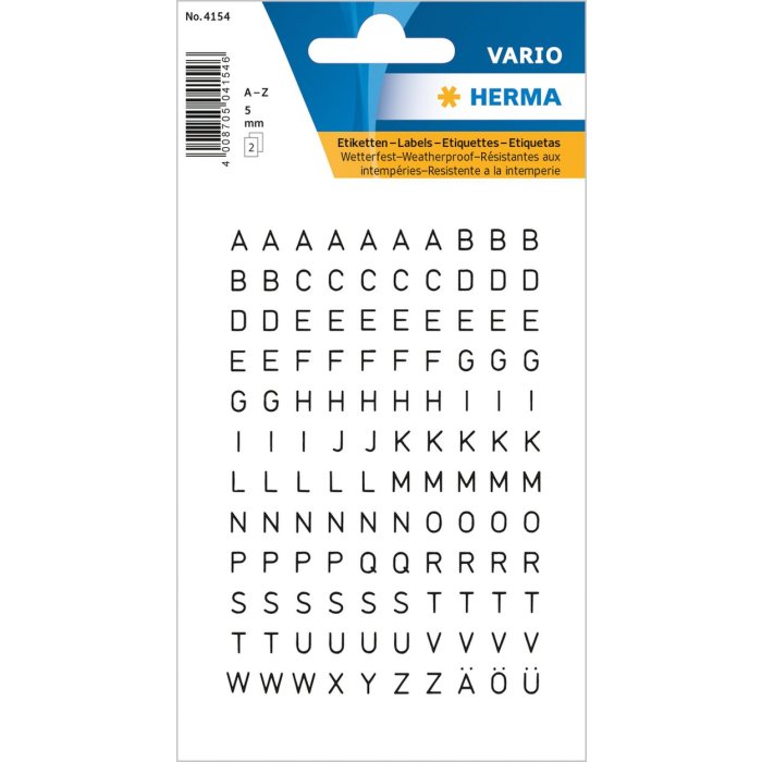 Lettere 5 mm a-z resistente alle intemperie foglio trasparente nero 2 fogli