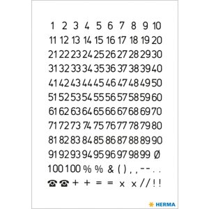 1-100 Etichette numeri VARIO nero 2 fogli