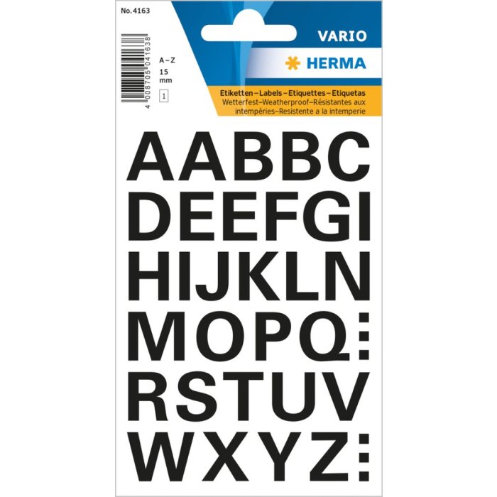 vario lettere a-z, nero 15 mm