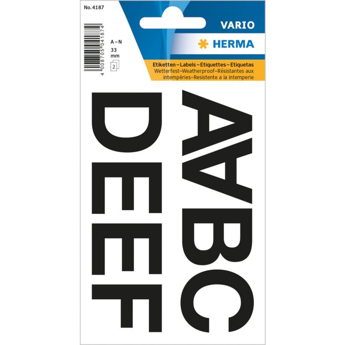 Lettere Vario nere A-N di Herma