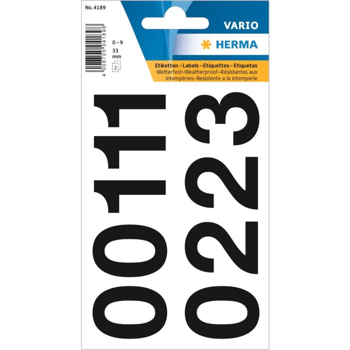 Etichette numeriche Herma Vario 0-9 nero 2 fogli