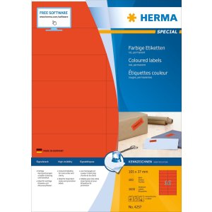 Etichette a4 rosso 105x37 mm carta opaca 1600 pz.