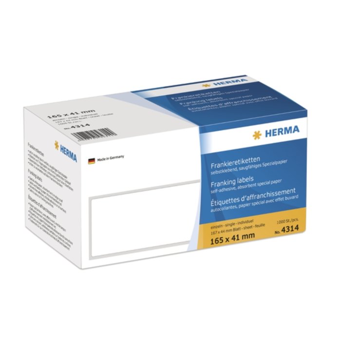 Etichette di affrancatura singole con linguetta peel-off 165x41 mm 1000 pz.