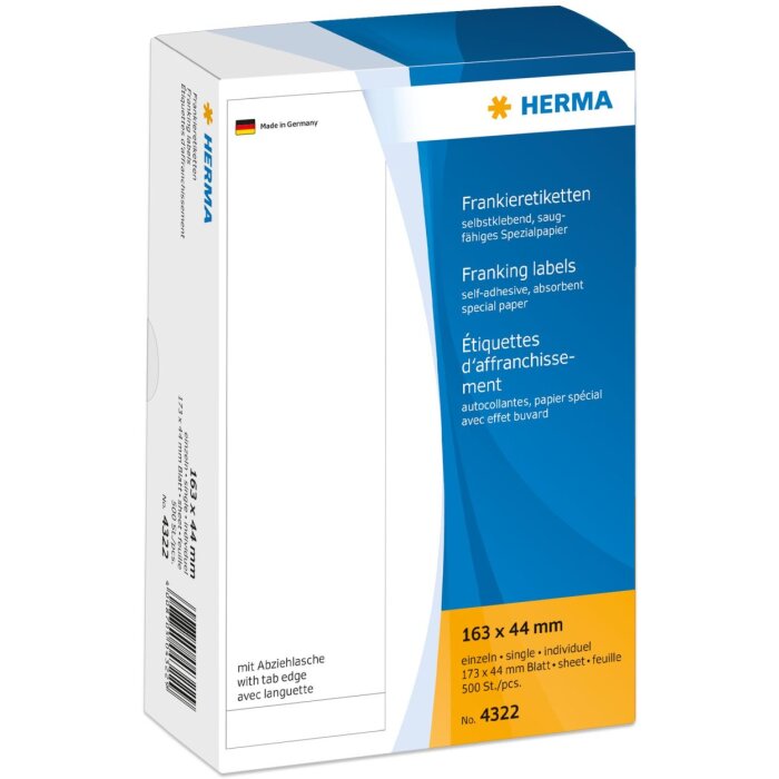 Etichette di affrancatura singole con linguetta peel-off 163x44 mm 500 pz.