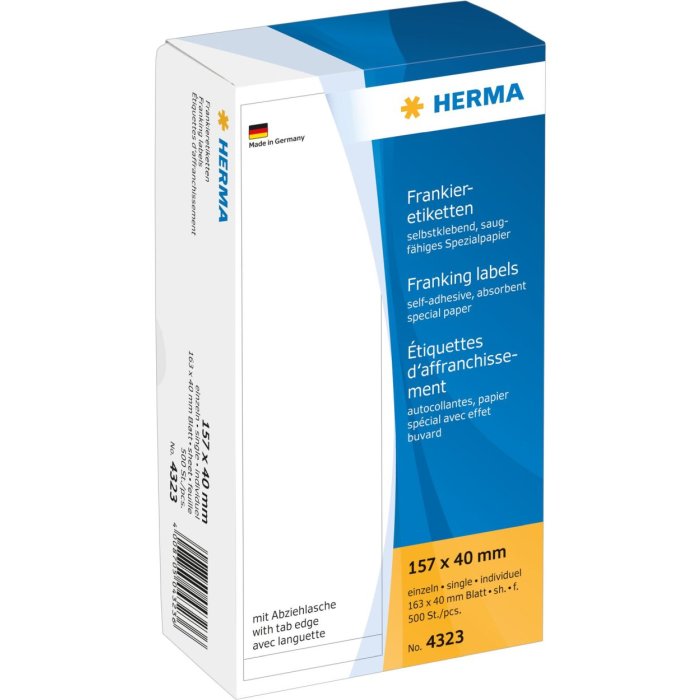 Etichette di affrancatura singole con linguetta peel-off 157x40 mm 500 pz.
