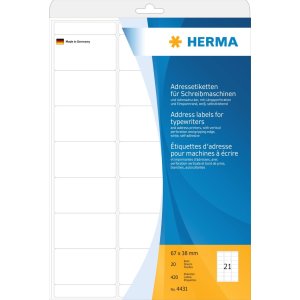 Etichette per macchine da scrivere A4 67x38 mm in carta...