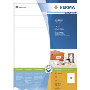 Etichette Premium A4, carta bianca 70x41 mm opaca 4200 pz.