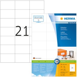 Etichette Premium A4, carta bianca 70x42,3 mm opaca 2100 pz.