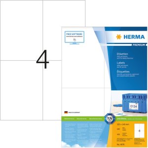 Etichette Premium A4, carta bianca 105x148 mm opaca 400 pz.