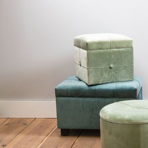 Sgabello-cassa 60x36x43 cm turchese - 64061LT